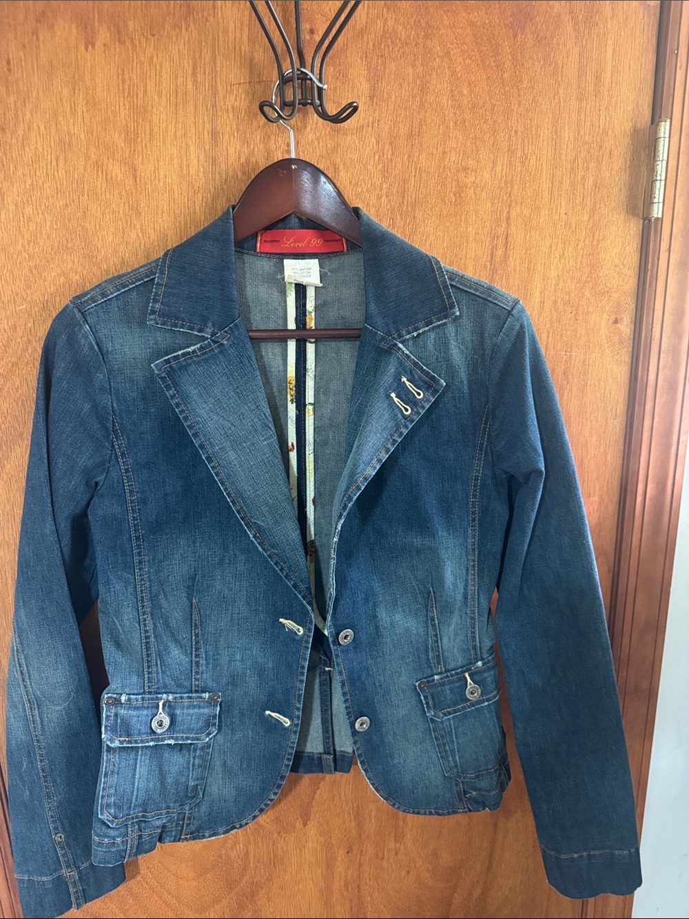Level 99 Women's Dark Blue Denim Blazer